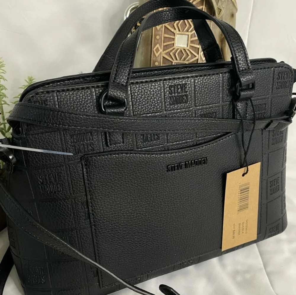 Steve Madden Textured Black Briefcase